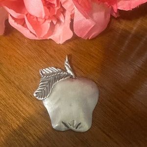 Vintage Silver Tone Apple Pendant